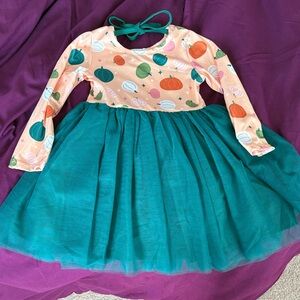Teal Pumpkin Print Kids Dress